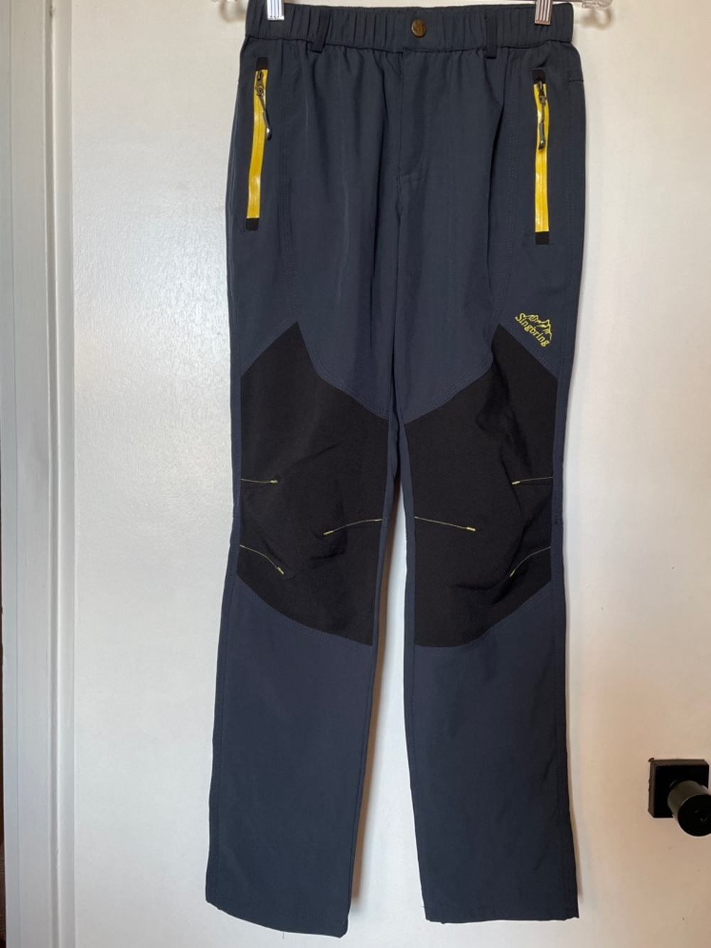 Singbring Gray Pants with Black Panels and Yellow Accents